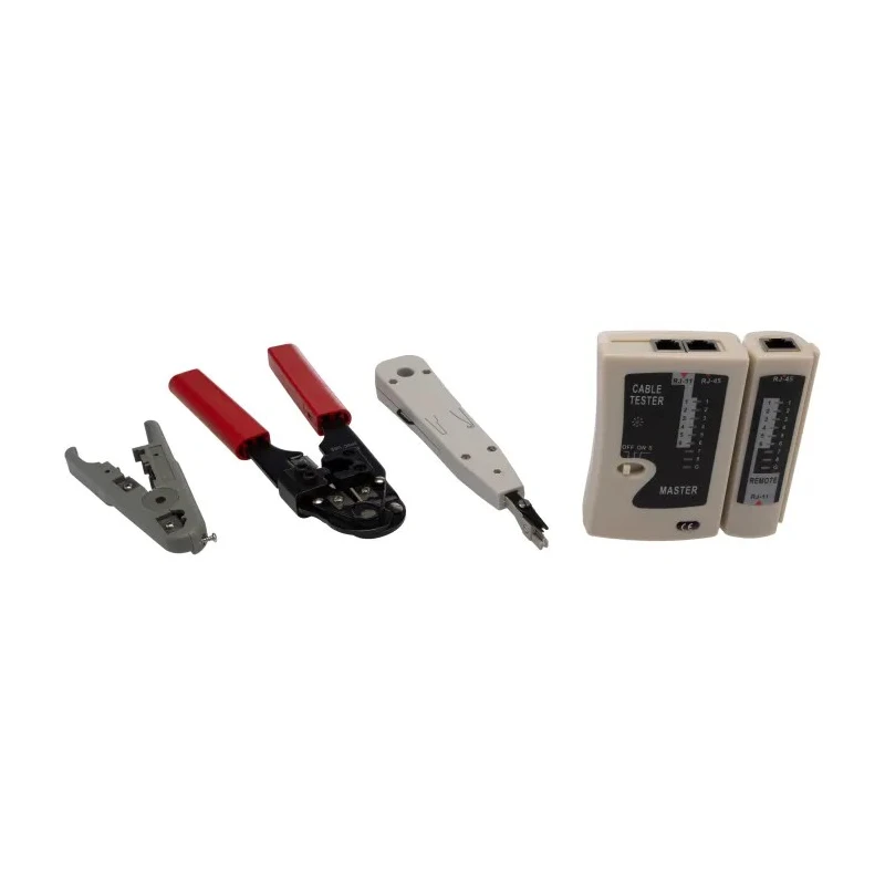 RS PRO Professional Network Tool Kit with LAN Cable Tester STP, UTP, RJ45 CAT5, 4-Piece Kit RJ45