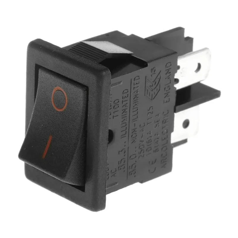 Arcolectric (Bulgin) Ltd Rocker Switch SPST On-Off Panel Mount 10A 250V AC Ceramic Housing IP66 H8500XBAAA
