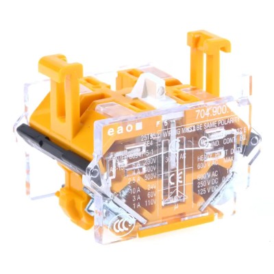 EAO 04 Series Contact Block, 500V AC Voltage, 10A Current Rating, Screw Terminal, 1 NO Configuration 704.900.1