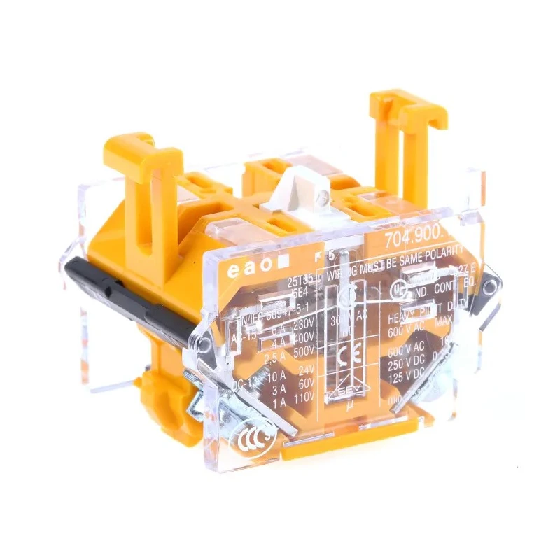 EAO 04 Series Contact Block, 500V AC Voltage, 10A Current Rating, Screw Terminal, 1 NO Configuration 704.900.1