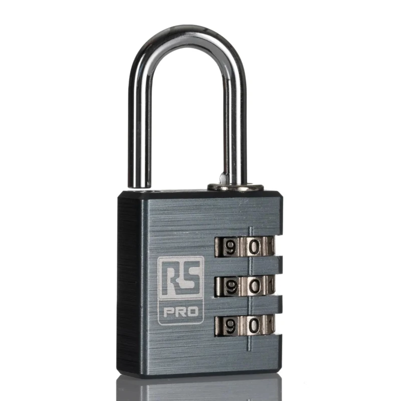 RS PRO Aluminium Combination Padlock, 5 mm Shackle Diameter, 32 mm Body Width, Model 196-3969