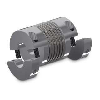 Huco Aluminium Clamp Style Flexible Coupler with Stainless Steel Bellows, 82 mm OD, 25 mm Bore, 91 mm Length 592.82.5252