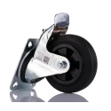 Bosch Rexroth M8 Thread Rubber Trestle Wheel Castor with Lock, Solid Rubber Material, German Origin 3842259790