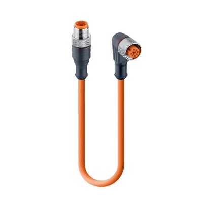 Lumberg Automation 5 m Polyurethane Orange Jacket Male 4 Way Straight to Female 4 Way M12 38216 RST 4-RKWT/LED P 4-251/5 M
