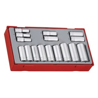 Teng Tools 16-Piece 3/8 in 6 Point Satin Finish Chrome Vanadium Steel Socket Set TT3816