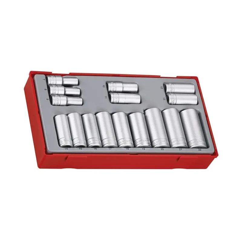 Teng Tools 16-Piece 3/8 in 6 Point Satin Finish Chrome Vanadium Steel Socket Set TT3816