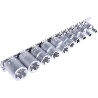 Teng Tools 10-Piece 1/4 in TX-E Socket Set Chrome Vanadium Steel Satin Finish M3814