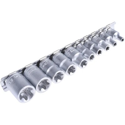 Teng Tools 10-Piece 1/4 in TX-E Socket Set Chrome Vanadium Steel Satin Finish M3814