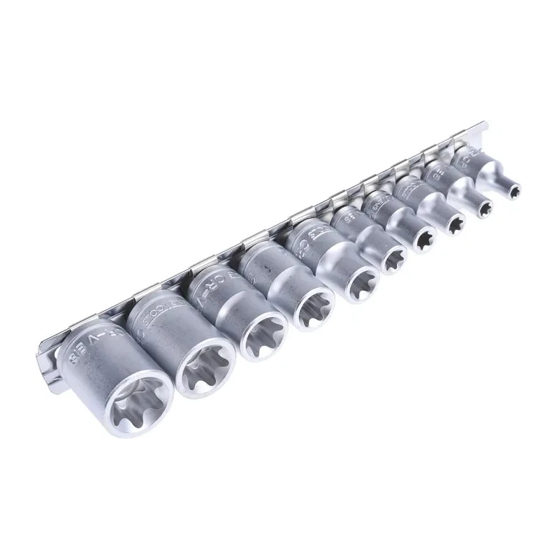 Teng Tools 10-Piece 1/4 in TX-E Socket Set Chrome Vanadium Steel Satin Finish M3814