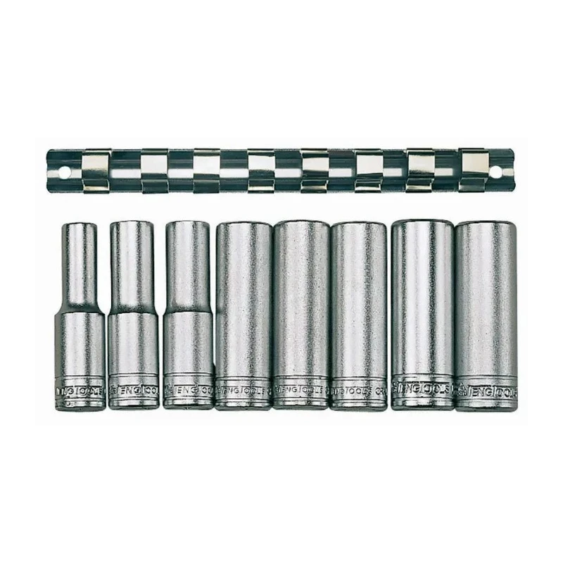 Teng Tools 8-Piece 1/2 in Drive Bi-Hexagonal Socket Set Chrome Vanadium Steel Satin Finish M1207