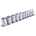 Teng Tools 10-Piece 1/4 in TX-E Socket Set Chrome Vanadium Steel Satin Finish M3814