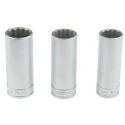 Teng Tools 8-Piece 1/2 in Drive Bi-Hexagonal Socket Set Chrome Vanadium Steel Satin Finish M1207