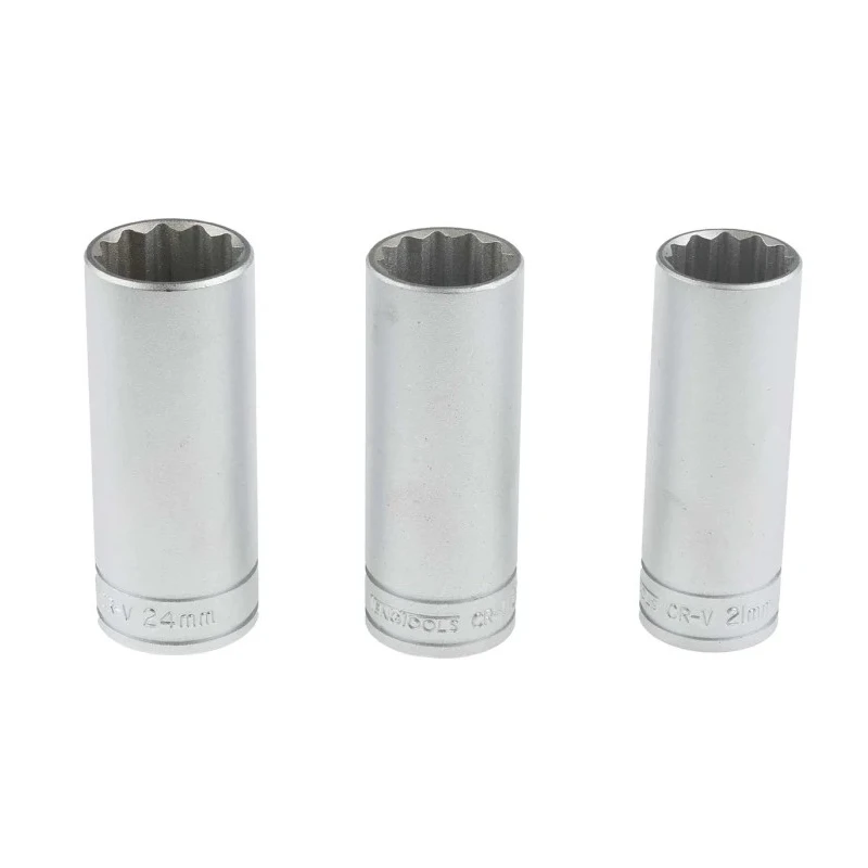 Teng Tools 8-Piece 1/2 in Drive Bi-Hexagonal Socket Set Chrome Vanadium Steel Satin Finish M1207
