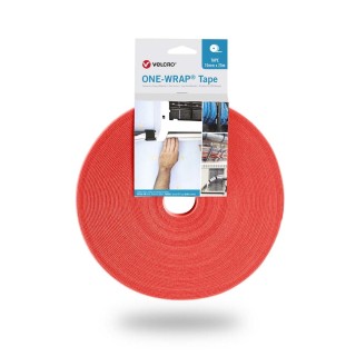 VELCRO® Red Hook & Loop Tape, 10mm Width x 25m Length, 2.35mm Thickness, Polypropylene and Polyamide Material VEL-OW64105