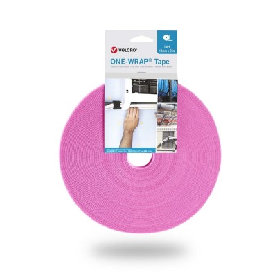VELCRO® Pink Hook & Loop Tape, 10mm Width x 25 m Length, 2.35mm Thickness, Polyamide and Polypropylene Material VEL-OW64109