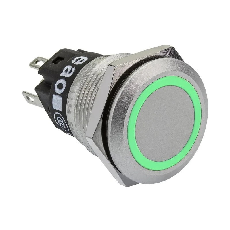EAO 82 Series Illuminated Push Button Switch Momentary Panel Mount 19 mm Cutout SPDT Green LED IP65 IP67 240V 82-5152.1134