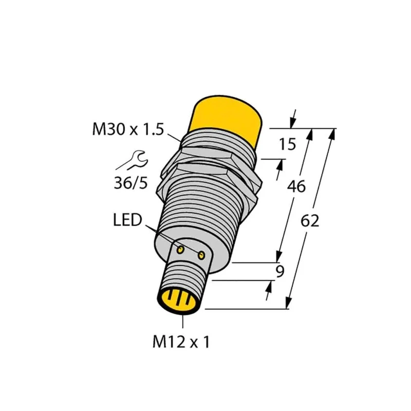 Turck Threaded Barrel Inductive Proximity Sensor M30 x 1.5, PNP Uprox 30V, 30 mm Detection, 30 V dc NI30U-M30-VP6X-H1141