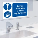RS PRO Polyvinyl Chloride Mandatory Sign Lava e disinfetta le mani regorlamente with Italian Text 201-3343