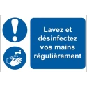 RS PRO Polyvinyl Chloride Mandatory Sign Lavez et désinfectez vos mains régulièrement 300mm x 200mm 201-3310
