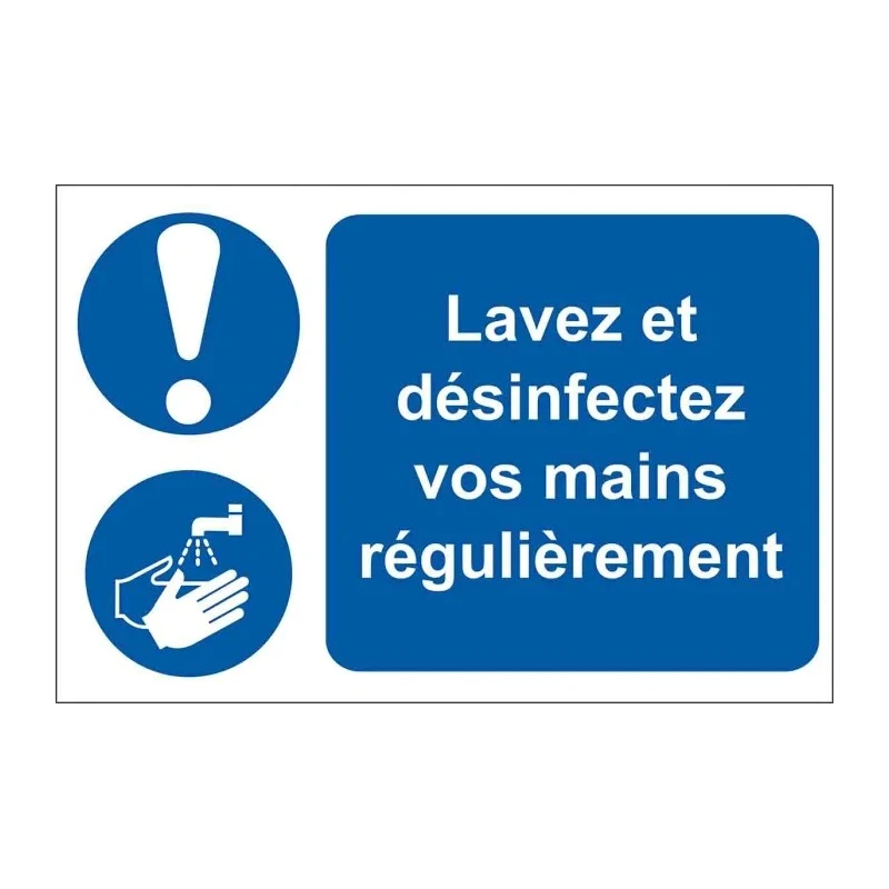 RS PRO Polyvinyl Chloride Mandatory Sign Lavez et désinfectez vos mains régulièrement 300mm x 200mm 201-3310
