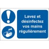 RS PRO Polyvinyl Chloride Mandatory Sign Lavez et désinfectez vos mains régulièrement 300mm x 200mm 201-3310
