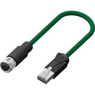 RS PRO Cat5e Ethernet Cable, 10 m, Green M12 Male to RJ45 Male, Braid Thermoplastic Elastomer Cat5e