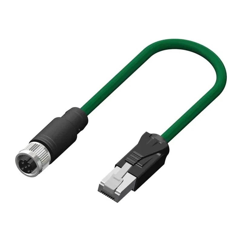 RS PRO Cat5e Ethernet Cable, 10 m, Green M12 Male to RJ45 Male, Braid Thermoplastic Elastomer Cat5e