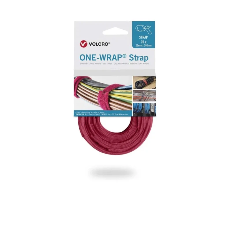 VELCRO® Pink Reclosable Fastener 20mm Width x 200mm Length Polyamide Loop Tape VEL-OW64509