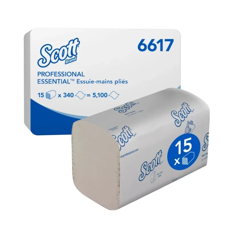 SCOTT ScottEssential™ Interfolded Hand Towels 212 x 106 mm 1 Ply 5100 Sheets 6617