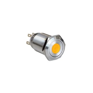 Bulgin Illuminated Push Button Switch SPST, Amber LED, Latching, Panel Mount, 19.2 mm Cutout, IP65, 24 V dc MPI005