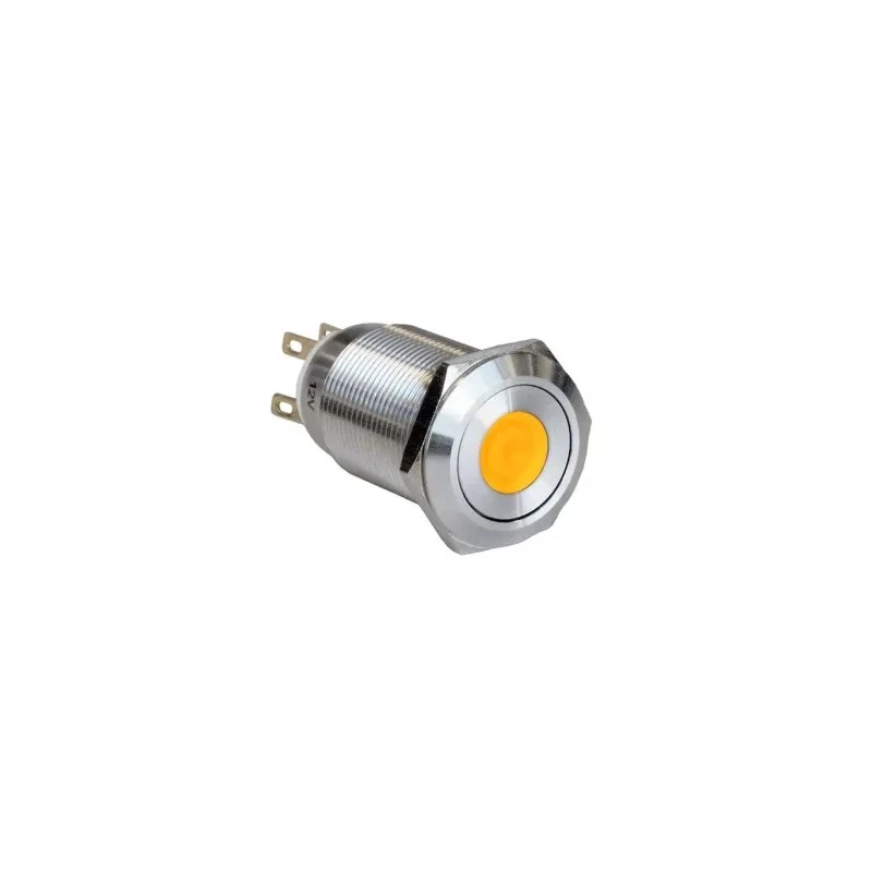 Bulgin Illuminated Push Button Switch SPST, Amber LED, Latching, Panel Mount, 19.2 mm Cutout, IP65, 24 V dc MPI005