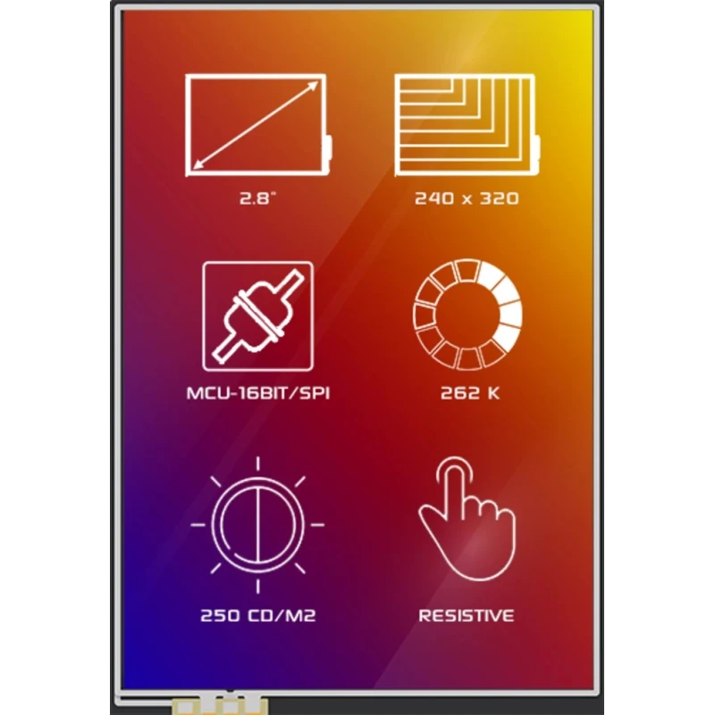 4D Systems 2.8 in TFT LCD Colour Display Touch Screen 240 x 320 pixel 4DLCD-28320240-RTP-IPS