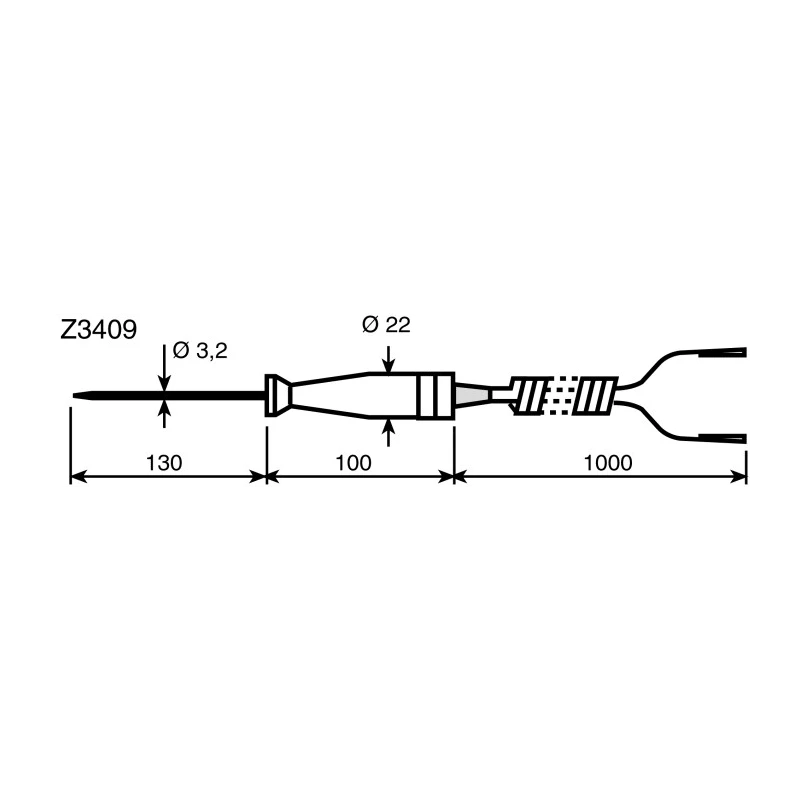 Gossen Metrawatt Temperature Gauge Temperature Probe 3.2 mm Diameter, 600 °C Max GTZ3409000R0001