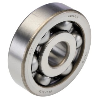 SKF Single Row Deep Groove Ball Bearing 20 mm ID, 72 mm OD, 19 mm Width, Sheet Metal Cage, Steel Balls, Open Type 6404/C3