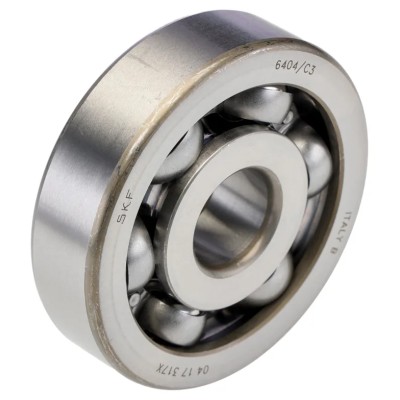 SKF Single Row Deep Groove Ball Bearing 20 mm ID, 72 mm OD, 19 mm Width, Sheet Metal Cage, Steel Balls, Open Type 6404/C3