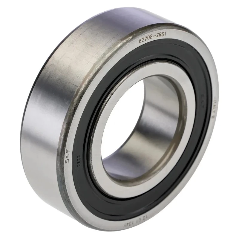 SKF Single Row Deep Groove Ball Bearing 40 mm ID 80 mm OD 23 mm Width Steel Cage Sealed 62208-2RS1