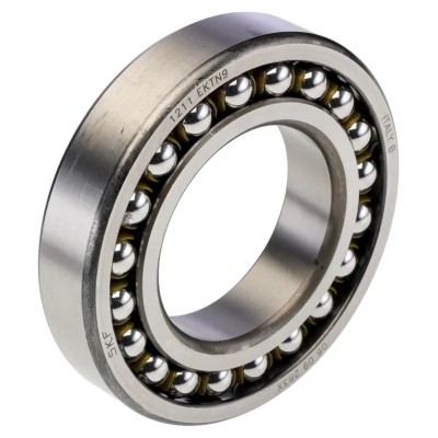 SKF Self-Aligning 2 Row Ball Bearing 55 mm ID 100 mm OD 21 mm Race Width Non-Metallic Cage Steel Balls Open End 1211 EKTN9