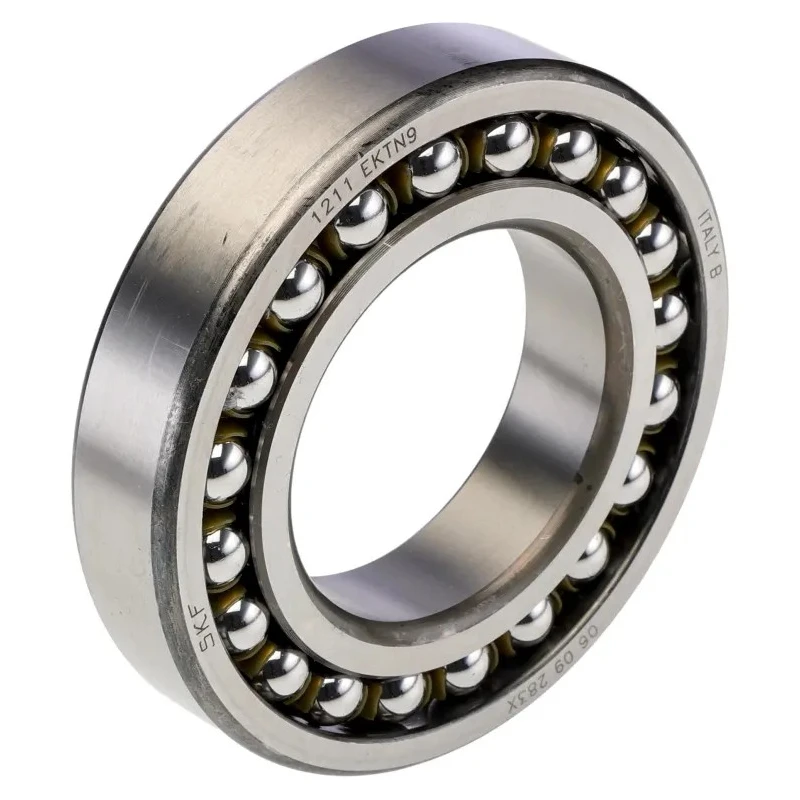 SKF Self-Aligning 2 Row Ball Bearing 55 mm ID 100 mm OD 21 mm Race Width Non-Metallic Cage Steel Balls Open End 1211 EKTN9