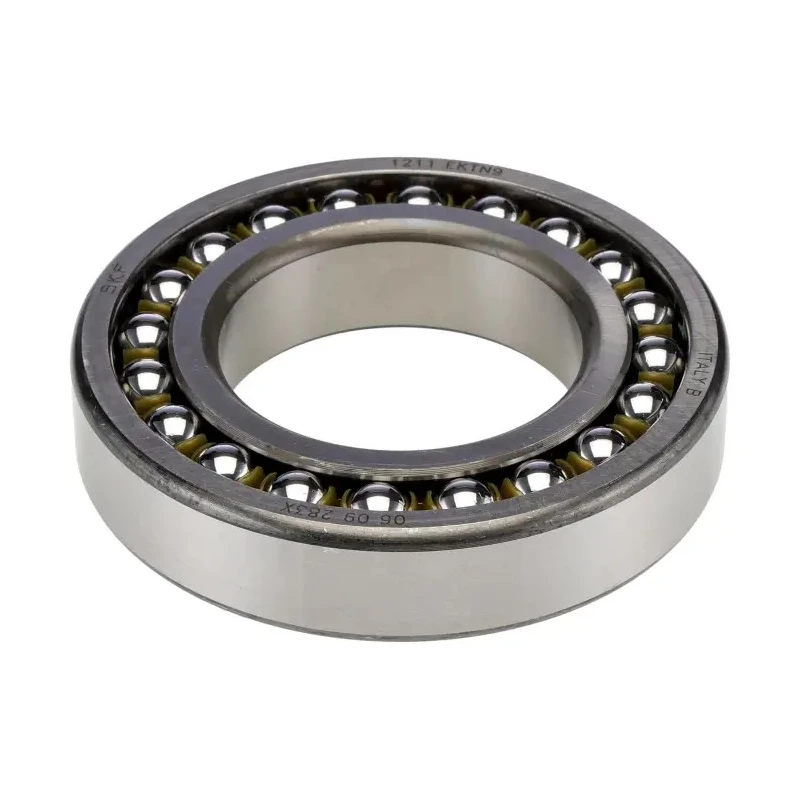 SKF Self-Aligning 2 Row Ball Bearing 55 mm ID 100 mm OD 21 mm Race Width Non-Metallic Cage Steel Balls Open End 1211 EKTN9
