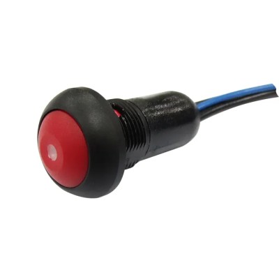 RS PRO Illuminated Push Button Switch Momentary Panel Mount 13.6 mm Cutout SPST Red LED IP67 36V DC 50V AC 209-9057