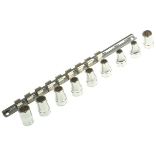 Facom 9-Piece 1/2" 12 Point Socket Set Chrome Vanadium Steel Bright Chrome Finish S.40E
