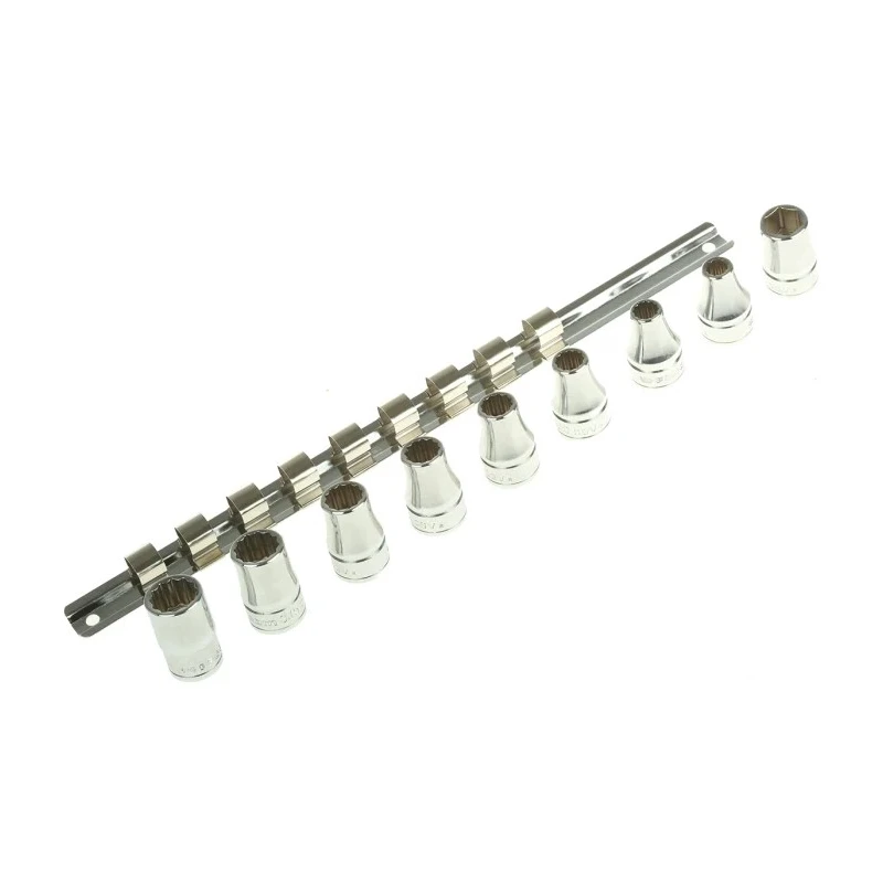 Facom 9-Piece 1/2" 12 Point Socket Set Chrome Vanadium Steel Bright Chrome Finish S.40E