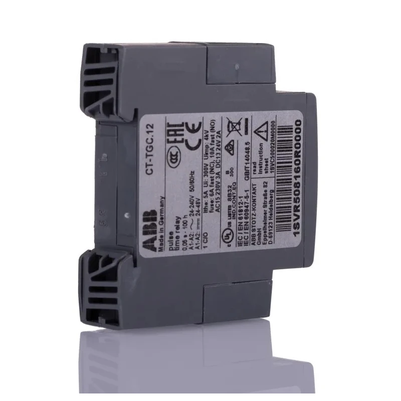 ABB CT-C Series DIN Rail Snap-On Timer Relay 1-Contact 24 to 240 V AC, 0.05 s to 100 h Time Range 1SVR508160R0000