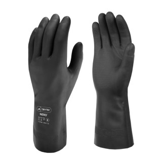 Skytec Gloves, Nero Black Cotton with Latex Coating, Size 8, Chemical Resistant, EN 388:2003, EN 374:2003, Safety SKY87
