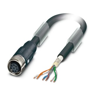 Phoenix Contact Bus Cable Female 8 Way Straight to Free Cable End 2m 30V Polypropylene Jacket Black 1428571