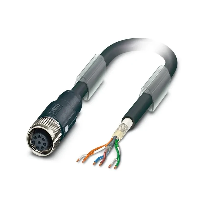 Phoenix Contact Bus Cable Female 8 Way Straight to Free Cable End 2m 30V Polypropylene Jacket Black 1428571