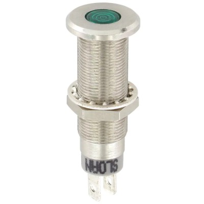 Sloan Green LED Panel Mount Indicator, 8.2 mm Mount Hole, IP68 Rated, 2.1 V, 80mcd Luminous Intensity 3444S1G1G5100