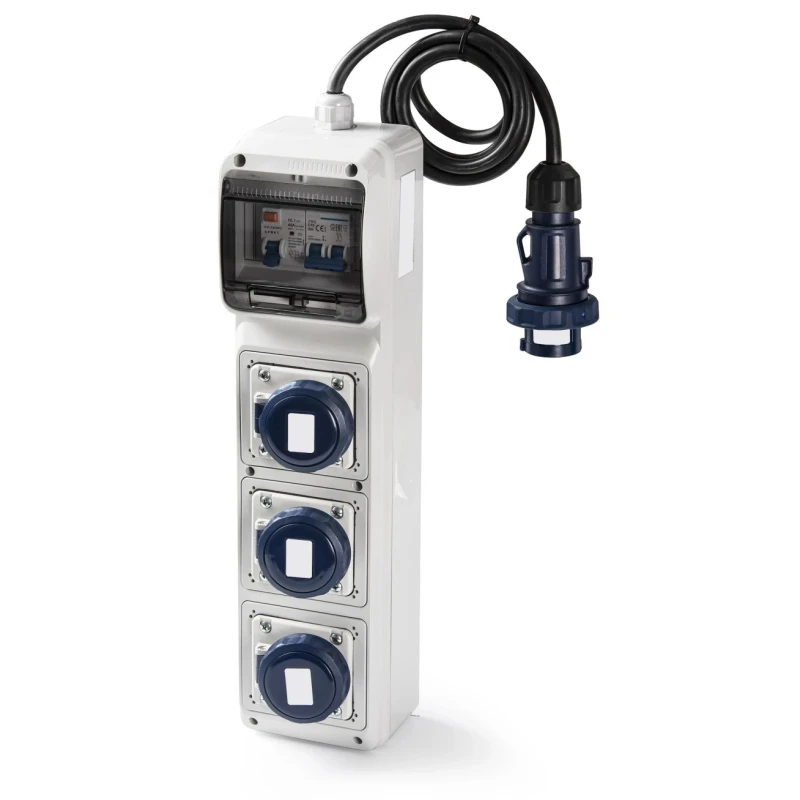 RS PRO Industrial Power Connector Rated At 16A 230V IP65 Grey 3P (2P+T) IP65