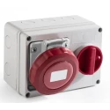 RS PRO Industrial Power Connector Wall Mount 16A 400V IP67 Red Screw Terminal 3P+N+PE IP67
