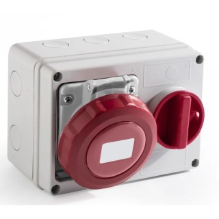 RS PRO Industrial Power Connector Wall Mount 16A 400V IP67 Red Screw Terminal 3P+N+PE IP67